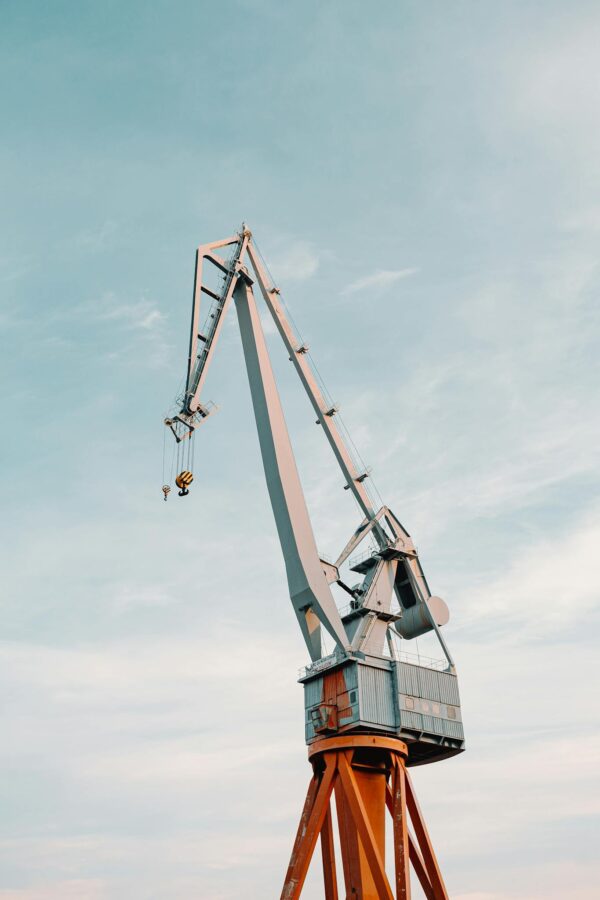 Construction site with cranes in city